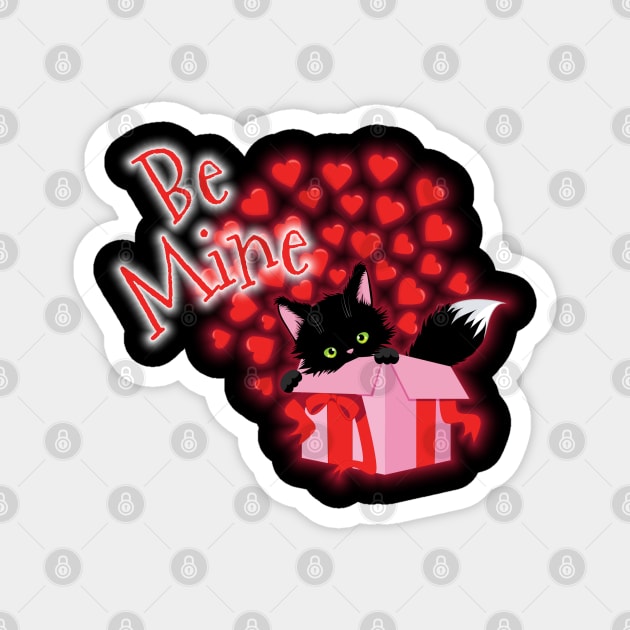 Be Mine Valentine's Day Cute Cat Hearts Magnet by Wanderer Bat