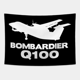 Bombardier Q100 Silhouette Print (White) Tapestry
