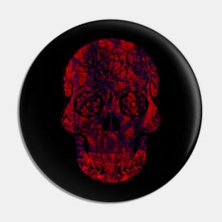 Red Dia del Muertos Day of the dead halloween floral skull Pin