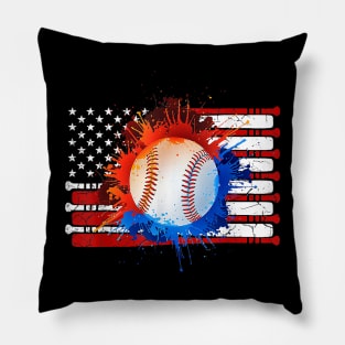Patriotic USA 4th of July  American Flag Baseball Team Pillow