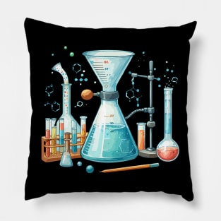 Chemistry Lab Funnel Beakers Pillow