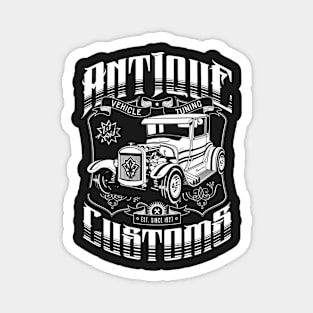 Hot Rod - Antique Customs (white) Magnet