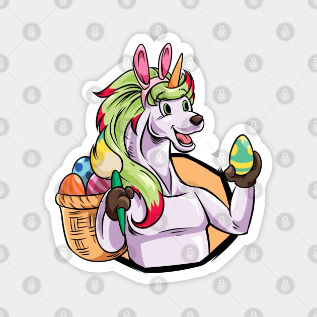 Easter - colorful unicorn painting Easter eggs Magnet by Modern Medieval Design