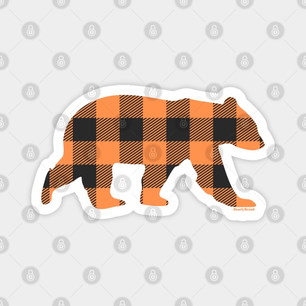 Orange Gay Bear Buffalo Check Plaid Bear | BearlyBrand Magnet by The Bearly Brand