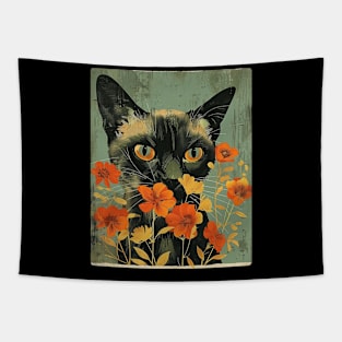 Tonkinese Cat Flowers Photo Art Funny Cat Lover Gift Idea Tapestry