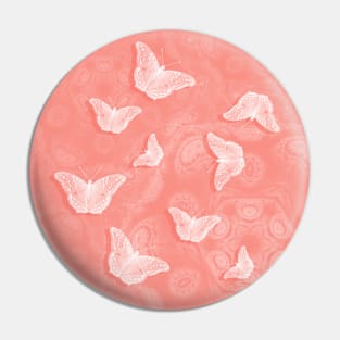 A flutter of butterflies on peach mandala patterns Pin