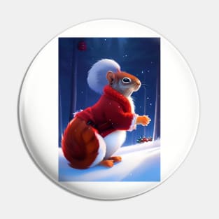 THOUGHTFUL FATHER CHRISTMAS SQUIRREL IN THE SNOW Pin