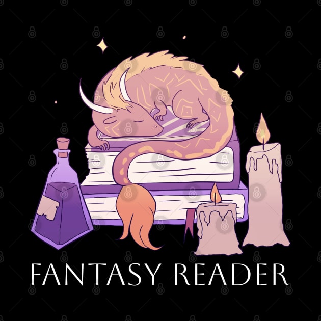 Fantasy reader a cute dragon gardening books illustration by Yarafantasyart