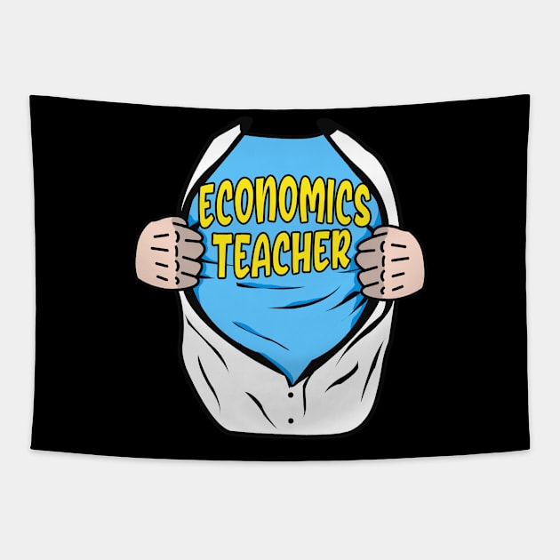 Economics Teacher Superhero Economist Tapestry by Foxxy Merch