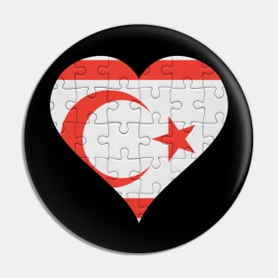 Turkish Cypriot Jigsaw Puzzle Heart Design - Gift for Turkish Cypriot With Northen Cyprus Roots Pin