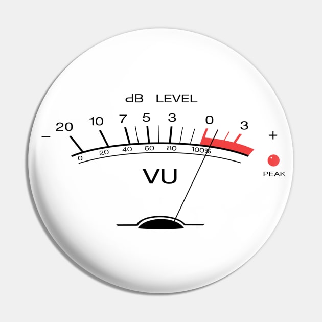 Volume VU Meter Vintage Audio Engineer Recording Studio Gear Head Musician Guitar Shirt Classic Pin by blueversion