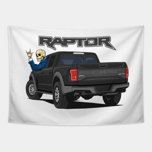 Truck ranger raptor f150 4x4 hand skull metal black Tapestry