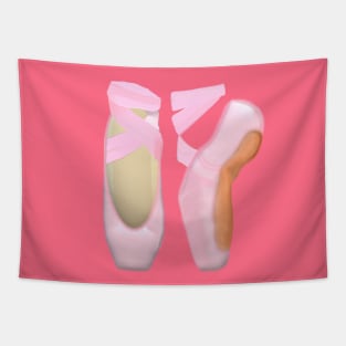 Ballerina Toe Shoes (Pink Background) Tapestry