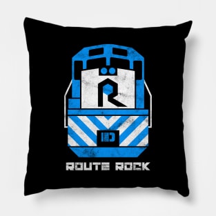 Vintage Route Rock Railroad Train Engine T-Shirt Pillow