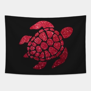 Red Faux Glitter Turtle Tapestry