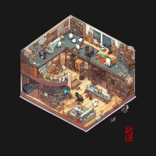 isometric cat library T-Shirt