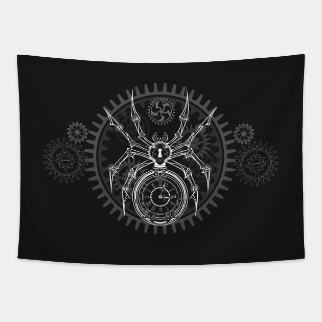 White Mechanical Spider ( Steampunk ) Tapestry by Blackmoon9