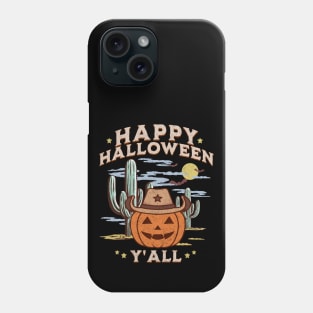 Western Halloween Happy Halloween Y'all Jack O Lantern Retro Pumpkin Dark Phone Case