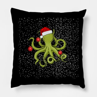 Christmas Kraken (Sparkly Snow) Pillow