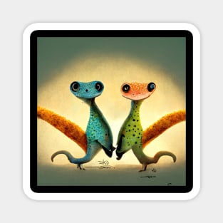 Two cute geckos staring at you Magnet