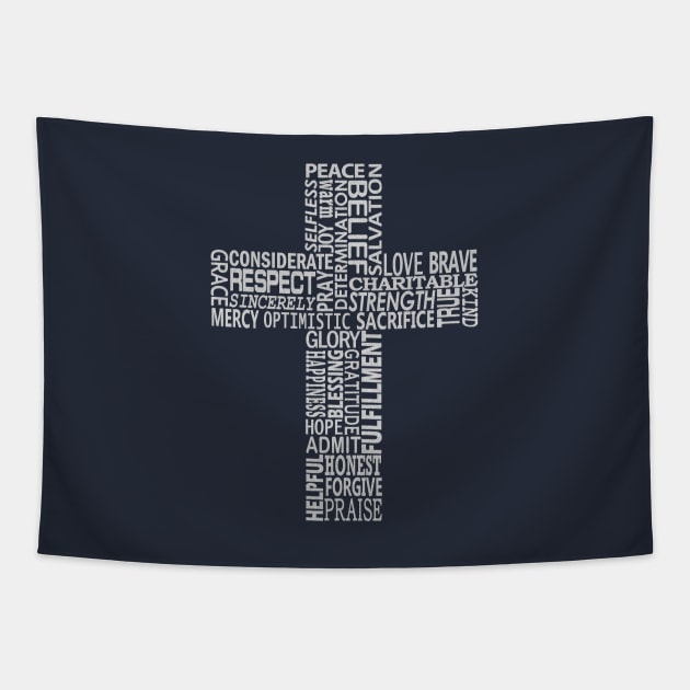 Cross with words Tapestry by CleanRain3675