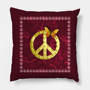 Golden Peace Symbol Butterfly 3D Graphic Pillow