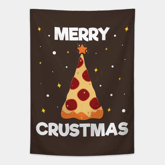 Merry Crustmas Pizza Christmas Tree Tapestry by ZNOVANNA