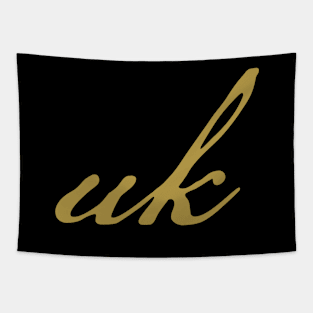 UK Typography Gold Script Tapestry