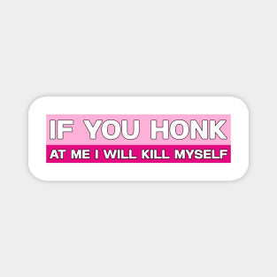 If You Honk at Me I Will Kill Myself Bumper Sticker, Funny Meme Magnet