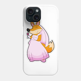 Fox as Bride with Glass of Red wine Phone Case