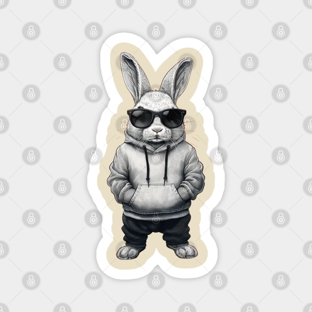 Bunny Face With Sunglasses Easter Day for Boys Men Kids Magnet by Creatifly Graphic Tees