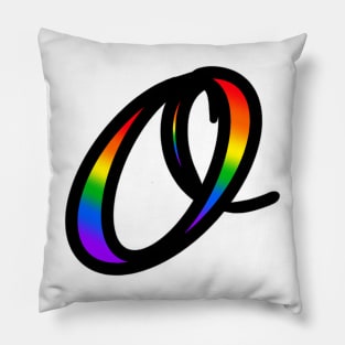 Rainbow Cursive Letter O Pillow