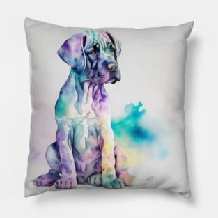 Great dane puppy in watercolour Pillow