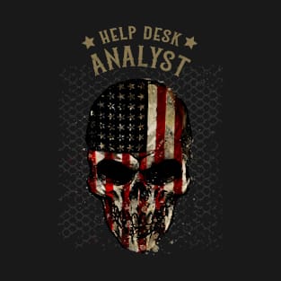 Help Desk Analyst - Watercolor Skull in American Flag Design T-Shirt