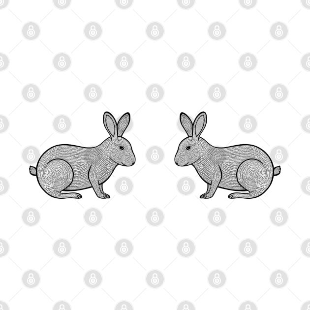 Rabbits in Love - cute and cool animal design on white by Green Paladin