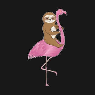 Cute Baby Sloth And Flamingo T-Shirt