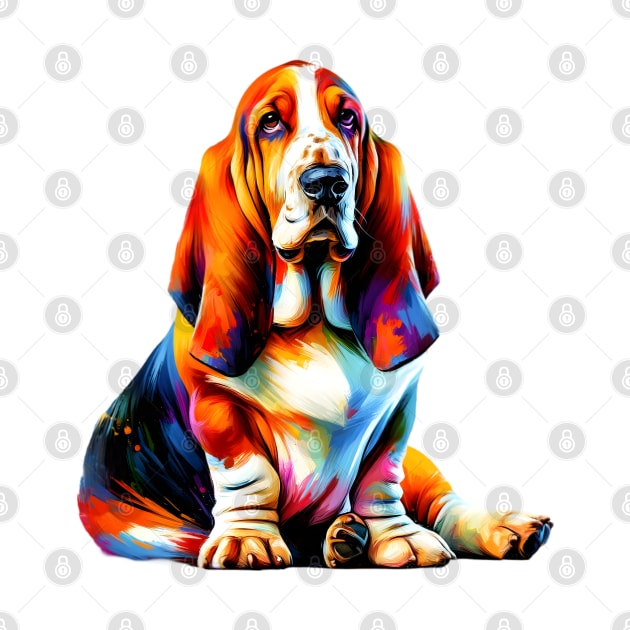 Colorful Splash Basset Hound in Artistic Style by ArtRUs