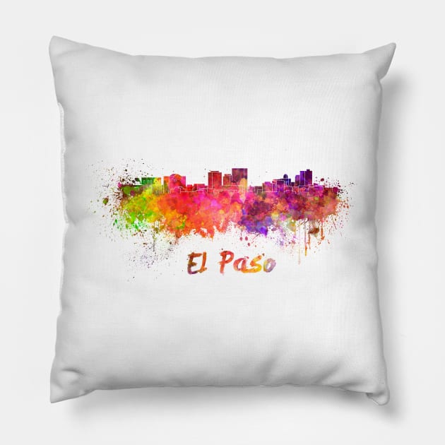 El paso skyline in watercolor Pillow by PaulrommerArt