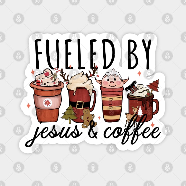 Funny Fueled By Coffee Jesus Caffeine Lover Christmas Magnet by Daytone