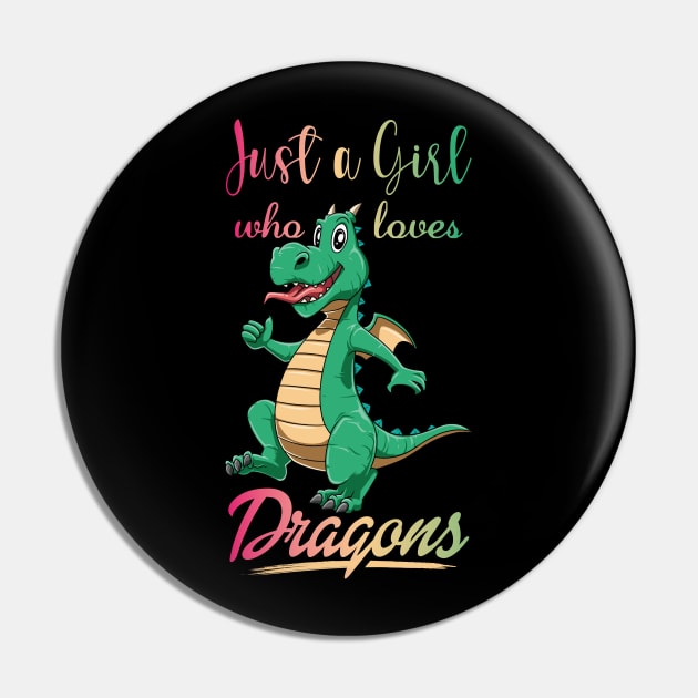 Girl Loves Dragons Cute Fantasy Dragon Lover Mythology Pin by melostore