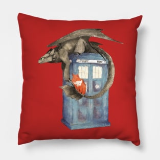 Toothless and the TARDIS Pillow