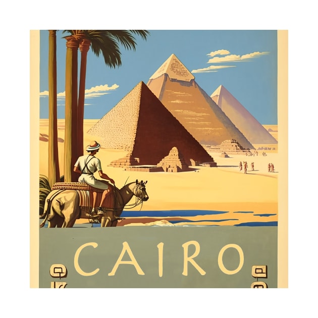 Cairo Egypt Pyramids Vintage Travel Poster by OldTravelArt