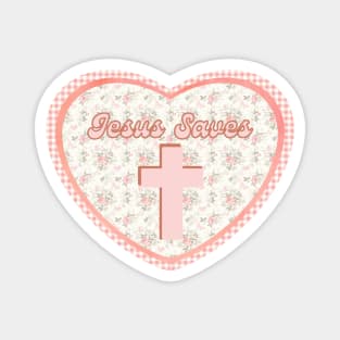 Jesus Saves - Christian Cross Feminine Design Magnet