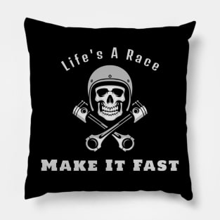 Life's A Race Make It Fast Skull Piston Rod Racing Pillow