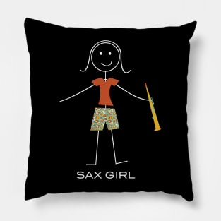 Funny Soprano Saxophone Girl Stick Woman Pillow