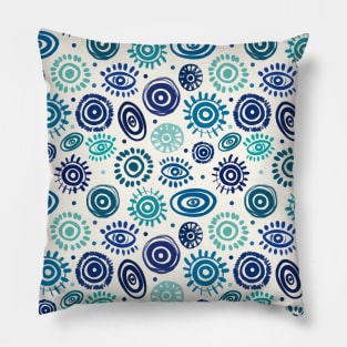 Evil Eye Boho Blue Pattern Pillow