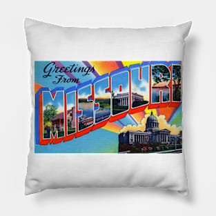 Greetings from Missouri - Vintage Large Letter Postcard Pillow