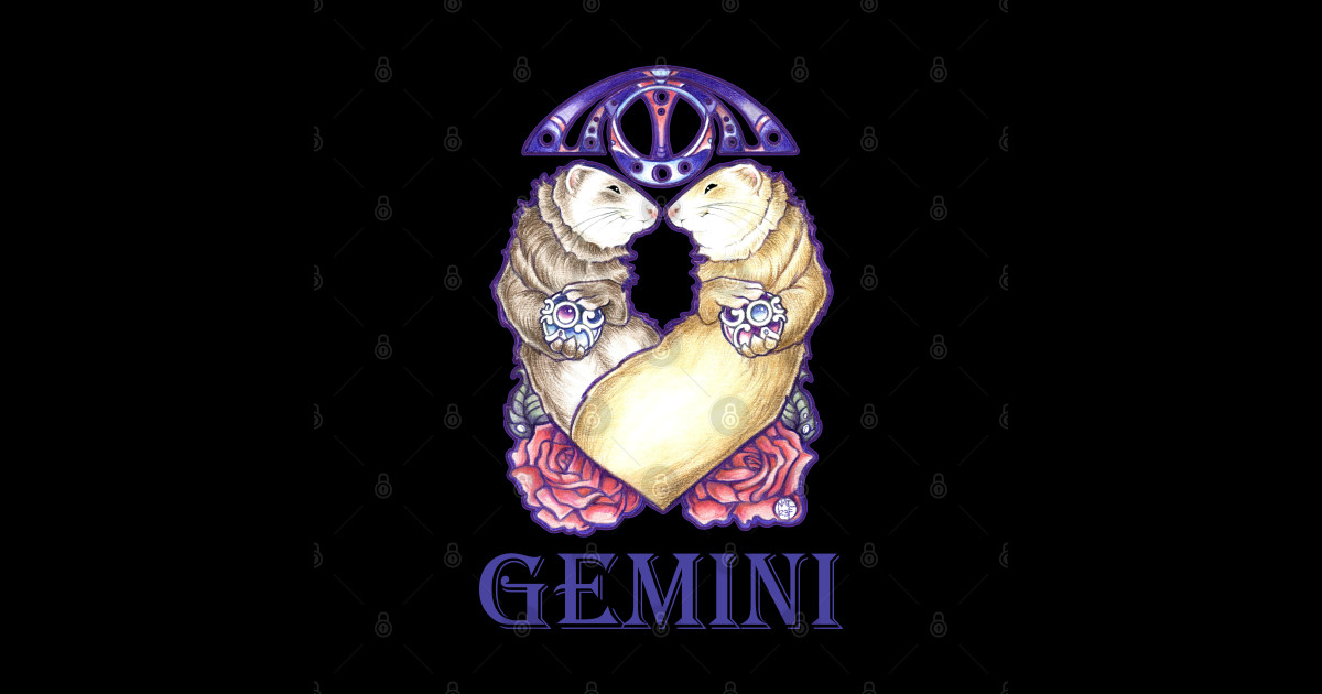 Ferret Gemini Zodiac Sign With Zodiac Name Ferrets Sticker