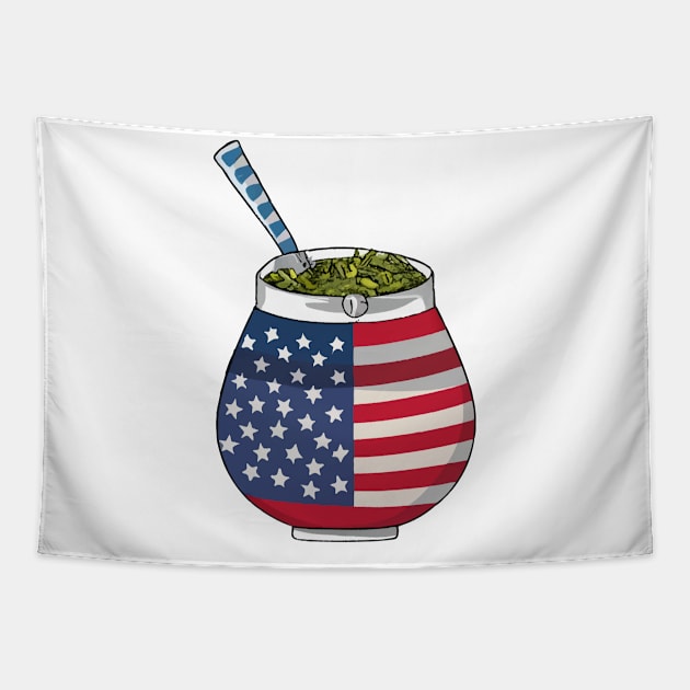 Yerba Mate USA Flag Tapestry by MonkaGraphics