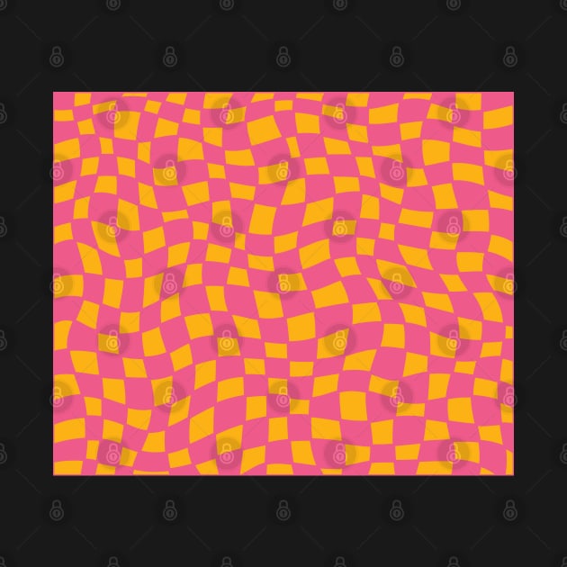 Neon Pink Orange Checker by katemccarty